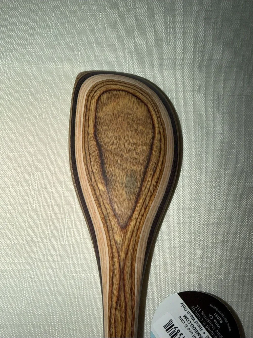 Island Bamboo 12” Natural Brown Ivory Pakka Wood Spoon for All Cookware